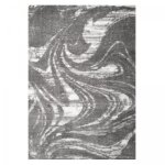 Dezenco - tapis shaggy 80x300 gris et blanc tiss� rectangle motif abstrait ember 3