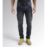 Diadora ? jeans cargo stretch d�lav� 6 poches bleu ? denim 98% �lasthanne 2% ? con�u pour artisans ? ...
