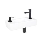 Differnz sapon kit lave - mains - 42, 5x18, 5x9cm - rectangulaire - 1 trou de robinet - noir mat - c�ramique ...