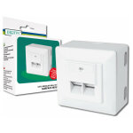 Prise murale digitus cat6 cat6 2xrj45 8p8c lsa surface white.