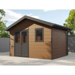 Direct abris - abri de jardin composite isora - 12m2 brun - cabane atelier / abri velo