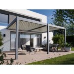 Pergola bioclimatique aluminium adossee 19 m2 - 3, 6 x 5, 3m - gris - lames orientables de 0 à 120° - ... Pergola bioclimatique aluminium adossee 19 m2 - 3, 6 x 5, 3m - gris - lames orientables de 0 à 120° - ...