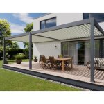 Direct abris - pergola bioclimatique aluminium adossee 32m2 - 4x8 - anthracite - lames orientables jusqu'a ...