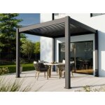 Direct abris - pergola bioclimatique aluminium autoportee 9m2 - 3x3m - gris - ouverture des lames jusqu'à ... Direct abris - pergola bioclimatique aluminium autoportee 9m2 - 3x3m - gris - ouverture des lames jusqu'à ...