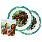 Disney vaiana lot de 4 pieces (assiette x2 + verre x2)