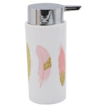Dispenser porte savon liquide cylindrique plume blanche en plastique