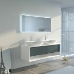 Distribain - meuble de salle de bain bellano 1400 gris bton et blanc