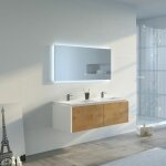Distribain - meuble de salle de bain fabrizia 1200 bois naturel et blanc