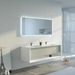 Distribain - meuble de salle de bain piazza 1400 beige galet et blanc