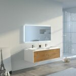 Distribain - meuble de salle de bain spezzano 1200 bois naturel et blanc Distribain - meuble de salle de bain spezzano 1200 bois naturel et blanc