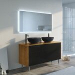 Distribain - meuble de salle de bain verzino bois naturel et noir mat