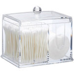 Relaxdays - distributeur coton - tiges, acrylique, grande bote couvercle, rangement, salle de bain, ...