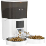 Distributeur croquettes chat automatique - pawhut - 2 animaux 6l double bol inox wifi tuya app - abs ...