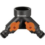 Distributeur d'eau 2 voies gardena 00940 - 20 plastique avec vanne de r�gulation raccord enfichable, ...