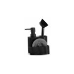 Distributeur liquide vaisselle + porte �ponges polyr�sine noir - 11. 5x11x19cm