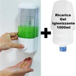 Distributeur mural de gel d�sinfectant pour les mains avec recharge de 1000 ml incluse 1 lt