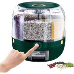 Jusch - distributeur de riz rond  6 compartiments, distributeur de crales rotatif  360, conteneurs ...