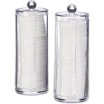 Distributeur rond coton d�maquillant, boite, range coton, organiseur couvercle, set 2, 20x7 cm, transparent ...