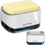 Distributeur de savon 2 en 1 avec porte - �ponge, distributeur de liquide vaisselle, distributeur de ...