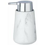 Distributeur savon liquide adrada, capacit 330 ml, cramique aspect marbre, 10, 5x15x8, 5 cm, blanc ...