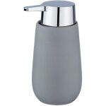 Wenko - distributeur savon liquide badi, capacit 320 ml, cramique, 9, 5x16x8 cm, gris mat