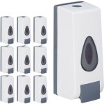 Relaxdays - distributeur de savon mural, lot de 10, rechargeable, 350 ml, montage au mur, manuel, hlp ...