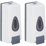 Relaxdays - distributeur de savon mural, lot de 2, rechargeable, 350 ml, montage au mur, manuel, hlp ...