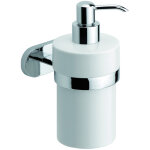 Distributeur de savon mural manuel en c�ramique et m�tal fixation murale mod. louise