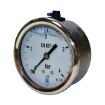 Manom�tre bain d'huile boitier inox ra laiton - dn63 - 6bars - 8x13