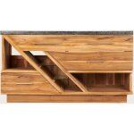 Diva - meuble salle de bain en teck et marbre terrazzo noir 145 cm