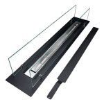 Divina fire - brleur de chemine au biothanol en acier avec verre de 100 cm
