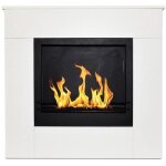 Divina fire - chemin�e au bio�thanol sur pied en bois blanc made in italy michelangelo 96x36x90h