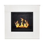 Divina fire - chemin�e au bio�thanol sur pied en bois blanc made in italy michelangelo 96x36x90h