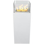 Divina fire - chemin�e au bio�thanol sur pied pour int�rieur et ext�rieur ischia blanc 40x40x115