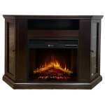 Divina fire - chemine lectrique chemine d'angle au sol madison en bois de noyer l126 x p78 x h83