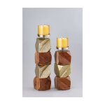 Bougeoir aluminium mangue 10x10x51, 5 dor�