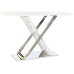 Dkd home decor - console acier verre 120x40x75 imitation marbre