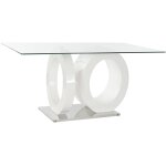 Dkd home decor table de salle  manger blanc transparent 160x90cm