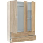 Dmora - armoire dob, meubles de chambre avec 3 portes et 2 tiroirs, cintre, 135x52h200 cm, chne