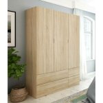 Dmora - armoire weymouth, meubles de chambre avec 3 portes et 2 tiroirs, cintre, 135x52h200 cm, chne, ...