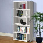 Dmora - bibliothque extensible en largeur avec 5 compartiments ouverts, tagre pour livres et documents ...