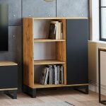 Buffet industriel avec 1 porte et 2 tagres, buffet avec pieds en mtal, buffet de salon, bibliothque ...