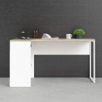 Dmora - bureau d'angle � deux tiroirs, coloris ch�ne et blanc, 145 x 76 x 81 cm, avec emballage renforc� ...