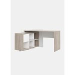 Dmora - bureau d'angle avec �tag�re � six compartiments, coloris ch�ne et blanc, 140 x 80 x 120 cm