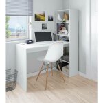 Bureau denton, bureau r�versible avec biblioth�que 5 �tag�res, table d'�tude ou de bureau pour support ...