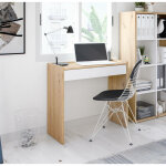Bureau fresno, bureau linaire avec tiroir, table d'tude ou de bureau pour pc, cm 82x40h77, chne noueux ...