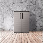 Cabinet polyvalent ext�rieure ou interne, armoire basse avec 2 portes et 1 �tag�re en polypropyl�ne, ...