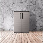 Cabinet polyvalent ext�rieure ou interne, armoire basse avec 2 portes et 1 �tag�re en polypropyl�ne, ...