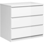 Dmora - commode � trois tiroirs, coloris blanc brillant, 77 x 70 x 50 cm