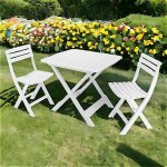Dmora - ensemble d'extérieur composé de : 2 chaises et 1 table, made in italy, couleur blanche Dmora - ensemble d'extérieur composé de : 2 chaises et 1 table, made in italy, couleur blanche